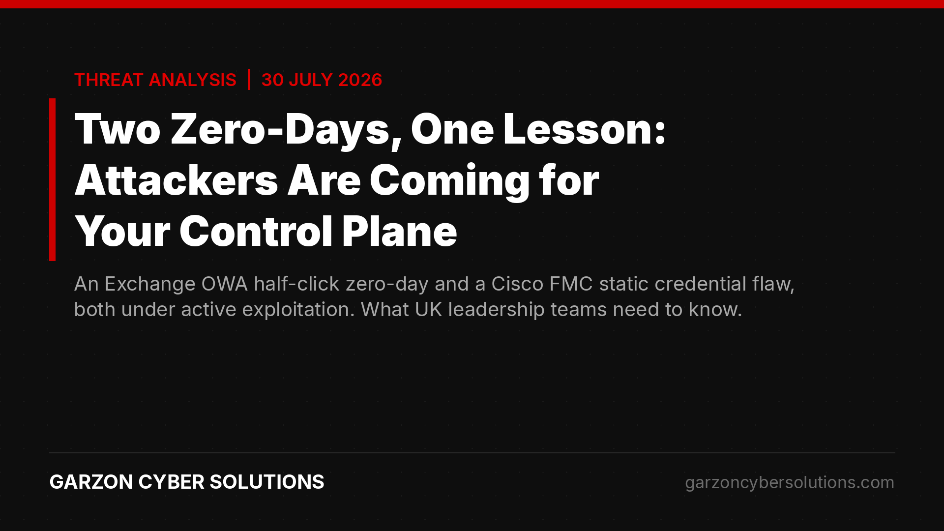 Two Zero-Days, One Lesson: Attackers Are Coming for Your Control Plane - GCS Threat Briefing cover